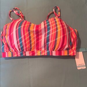 Sunsets Women's Pink Multi-Stripe Bikini Top 40DD